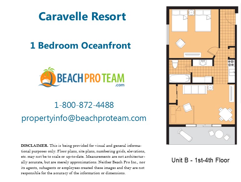 Caravelle Resort Floor Plan B - 1 Bedroom Oceanfront 5th Floor